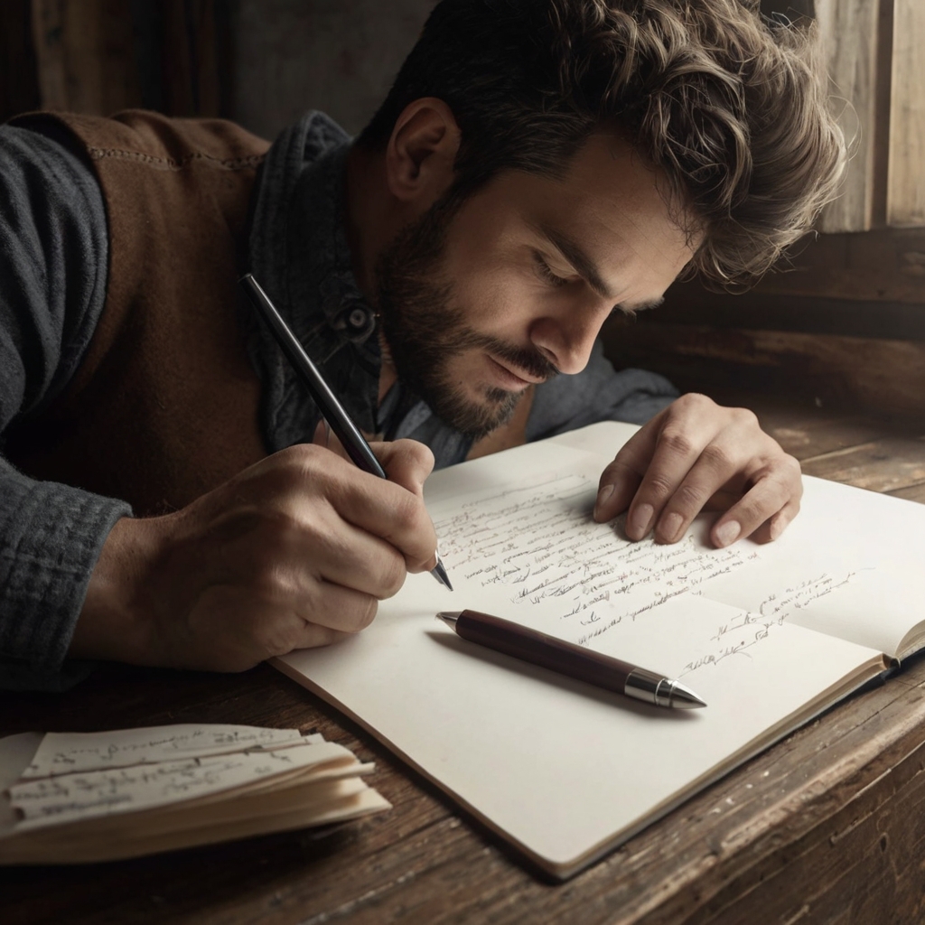 Default dibuja las manos de un hombre escribiendo un verso 0 Entrevista a David Jesús FLores Heredia ¿Cómo es la vida de un escritor? / PARTE 2